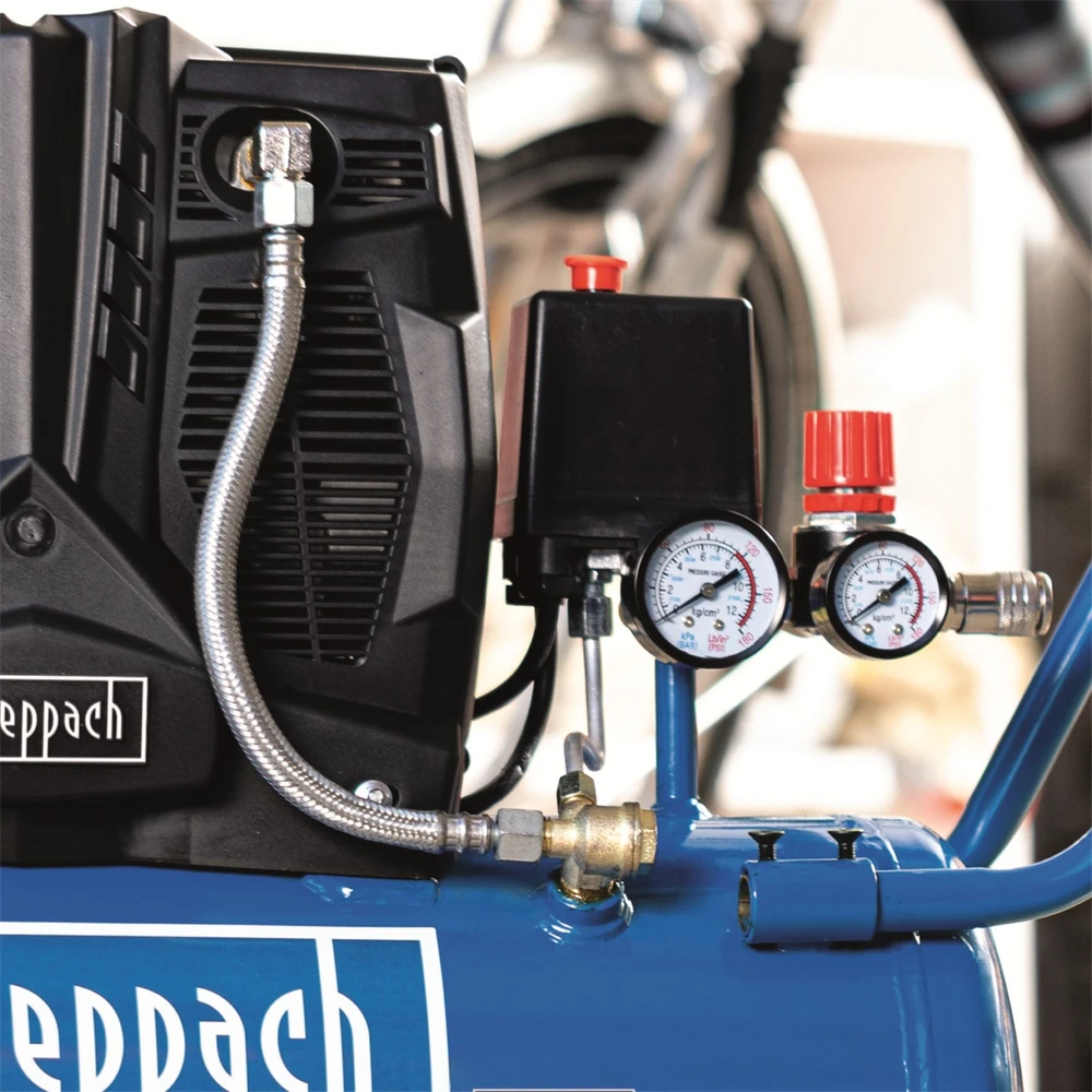Silent horizontal two-cylinder air compressor Scheppach HC25Si - 24 L - 1100W - 8 bar - 1.5 HP