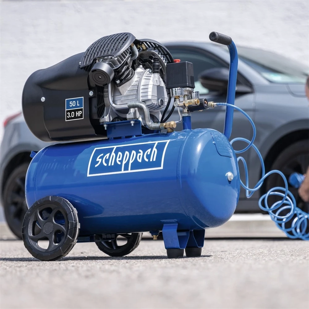 Scheppach HC 53 DC Dual-Piston Oil-Lubricated Compressor, 50 L