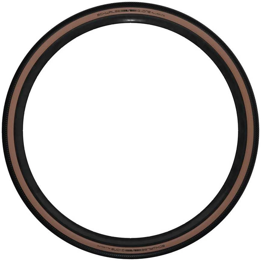 „Schwalbe G-One Allround 40-622 Addix Performance RaceGuard TLR“ bronzinis, sulankstomas šonu.