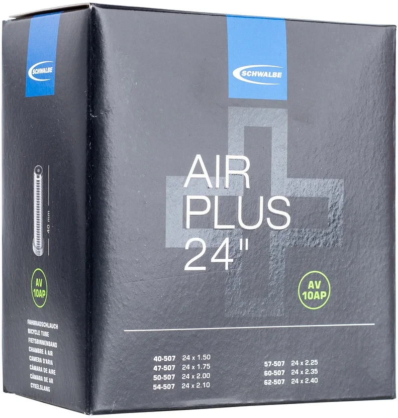 Schwalbe 24" AV10 AP AIR PLUS 40/62-507 Inner Tube, 40 mm Presta Valve