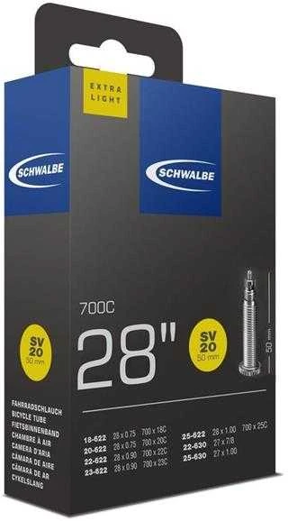 Schwalbe tube 28" SV20 50mm 18/25-622/630 valve light