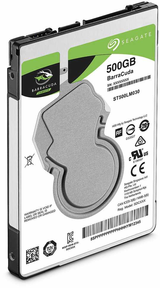 „SEAGATE Barracuda 500GB“ kietasis diskas SATA 6Gb/s 5400rpm 2,5 colio 7 mm aukščio 128 MB talpykla, juodos spalvos