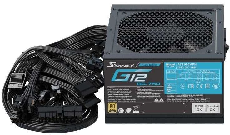 Seasonic G12 GC 80 PLUS Gold PSU – 750 Watt, juodos spalvos