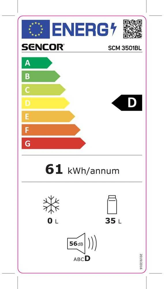 Sencor SCM 3501BL energetinio efektyvumo duomenys