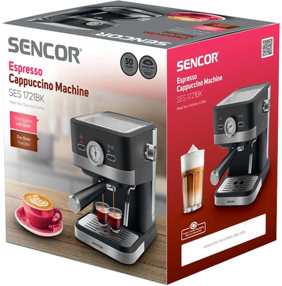 Sencor espresso/kapučino kavos aparatas 1,5l, SES1721BK