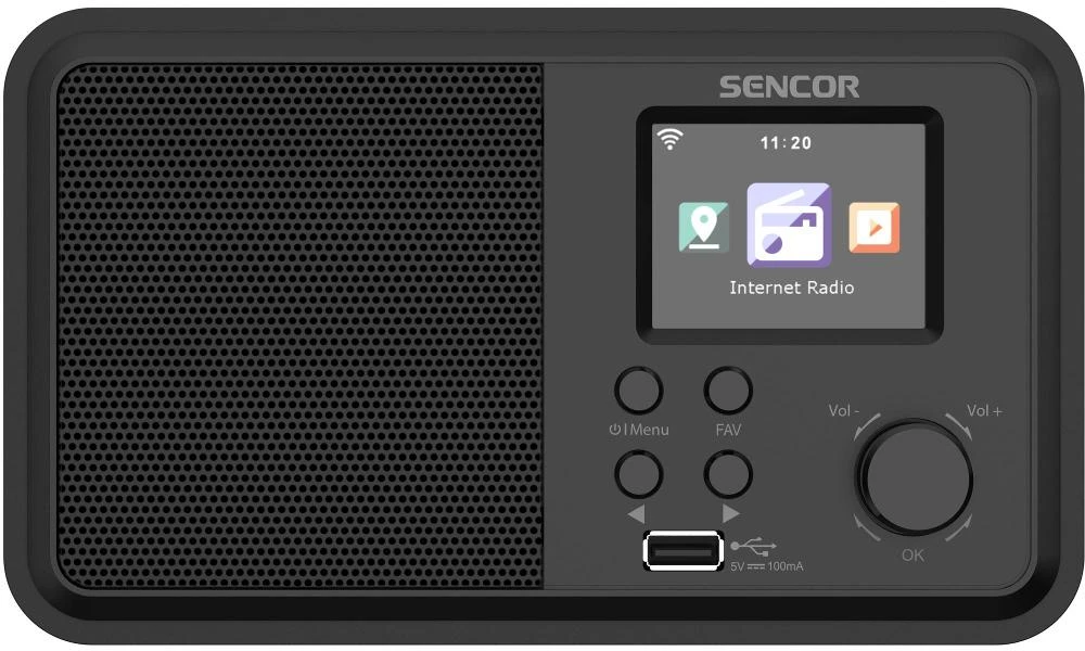 Sencor Interneto radijas 4W galia, WiFi, FM, DAB+, USB, LCD ekranas