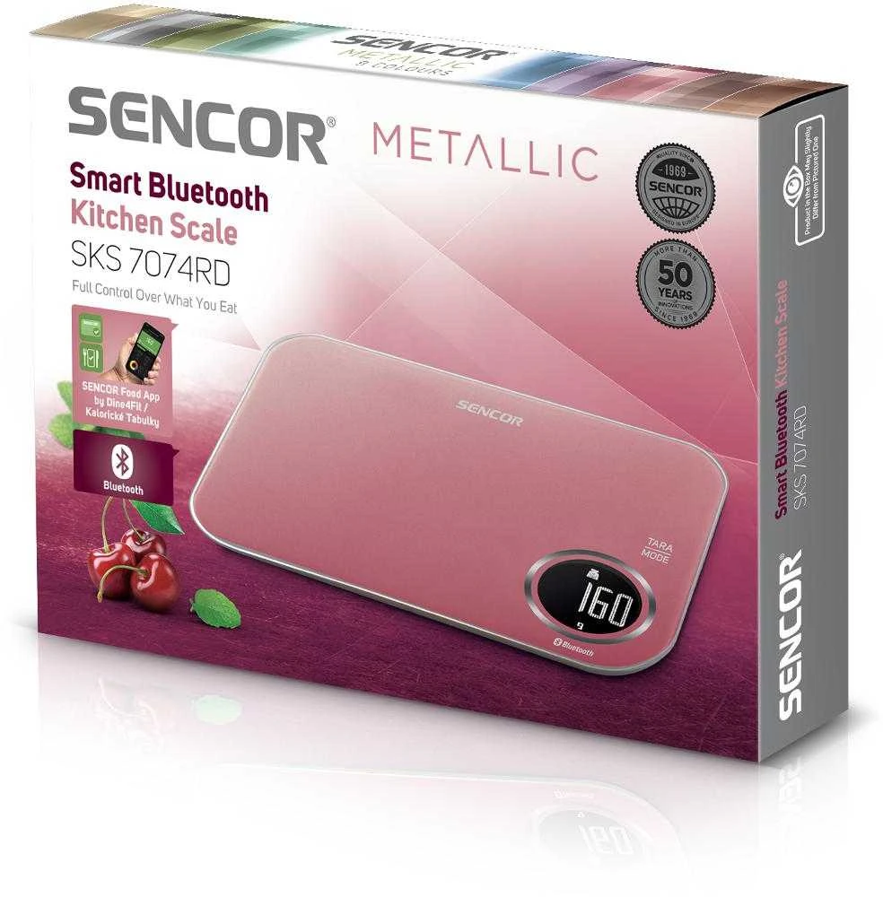Virtuvinės svarstyklės Sencor SKS 7074RD su Bluetooth