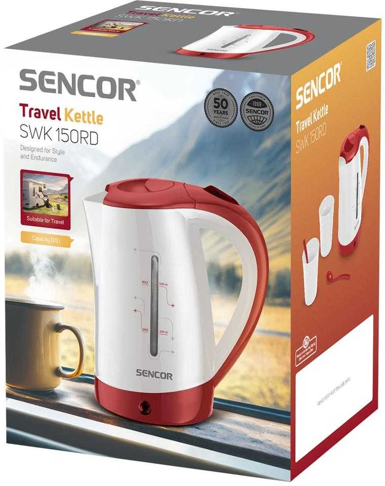 Sencor kelioninis elektrinis virdulys 0,5l su 2puodeliais SWK150RD