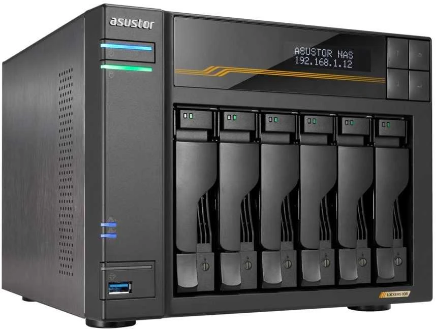 Serveris Asustor LOCKERSTOR 6 Gen3 (AS6806T) NAS Desktop AMD Ryzen V3C14 16 GB DDR5 ADM Juodas