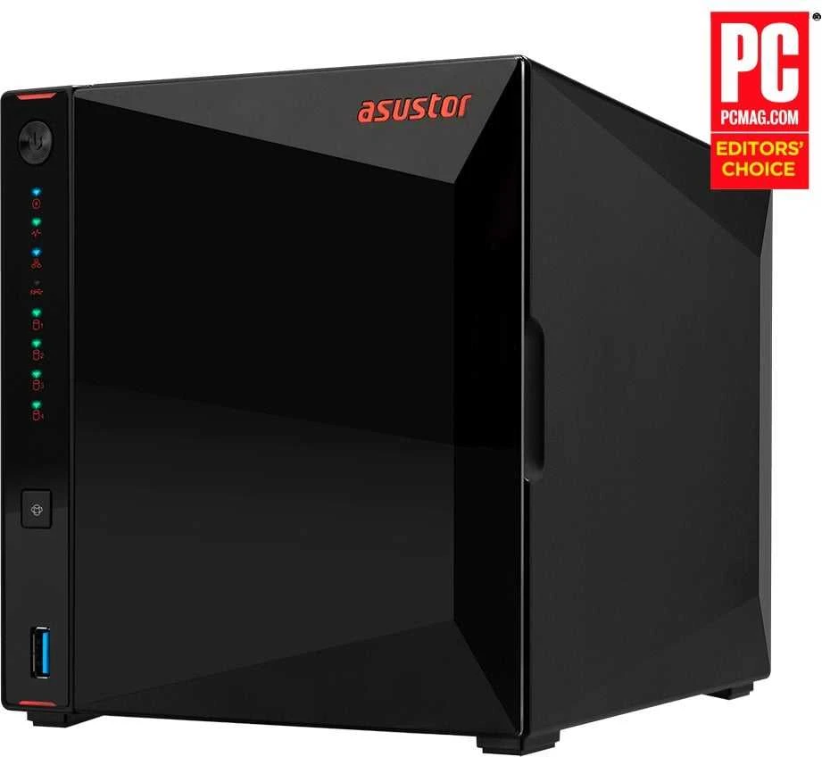 Serveris Asus Asustor Nimbustor 4 AS5304T iki 4 HDD/SSD, Intel Celeron J4105 Quad-Core, Procesoriaus dažnis 1,5 GHz, 4 GB, SO-DIMM DDR4 2400, Vienvietis, Juodas