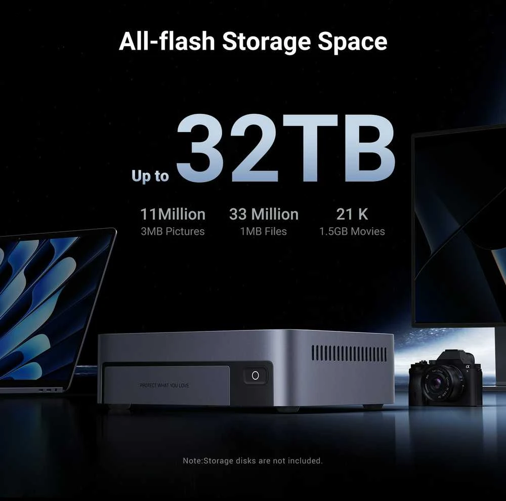 Serveris Serwer plików Ugreen NASync DXP480T Plus 4-dyskowy Intel i5-1235U 8GB DDR5 10GbE 8K HDMI Wi-Fi 6 Pilka (25892B)