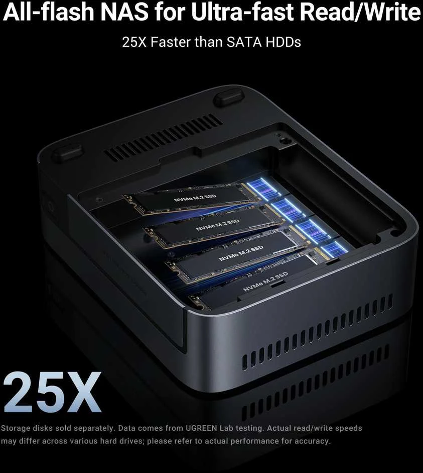 Serveris Serwer plików Ugreen NASync DXP480T Plus 4-dyskowy Intel i5-1235U 8GB DDR5 10GbE 8K HDMI Wi-Fi 6 Pilka (25892B)