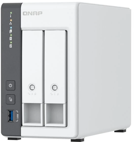 QNAP 2 skyrių 2,5 GbE NAS su integruotu NPU | TS-216G | ARM 4 branduolių | Cortex-A55 | Procesoriaus dažnis 2,0 GHz | 4 GB