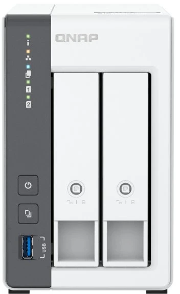 QNAP 2 skyrių 2,5 GbE NAS su integruotu NPU | TS-216G | ARM 4 branduolių | Cortex-A55 | Procesoriaus dažnis 2,0 GHz | 4 GB