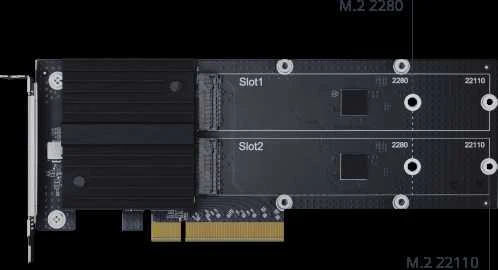 Synology Sinologija | M2D20 | Dviejų lizdų M.2 NCMe PCIe SSD adapterio kortelė grynųjų pinigų pagreitinimui GT/s | PCIe 3.0 x 8