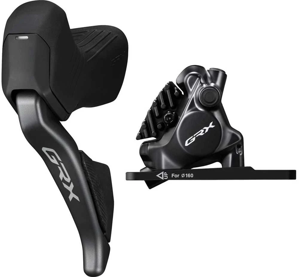 SHIMANO stabdžių komplektas GRX Di2 BR-RX820/ST-RX825 priekinis BR/kairysis ST FLAT MOUNT polimeras su aušintuvu SMBH90/1000m