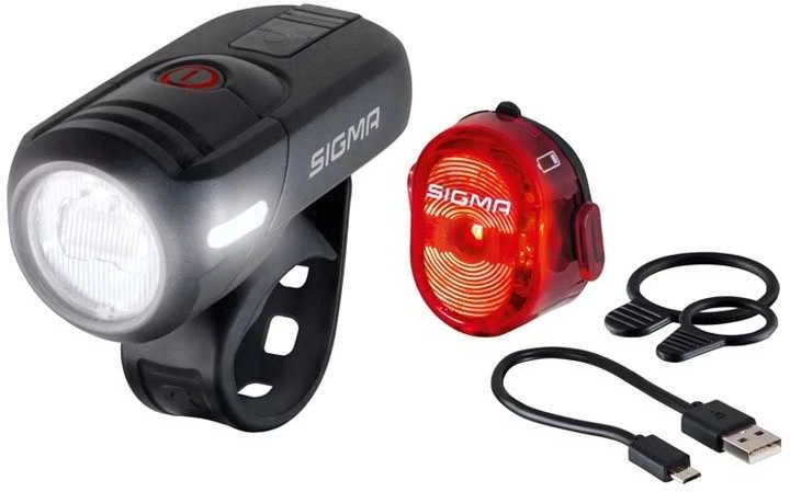 SIGMA AURA 45 USB priekinis žibintas + NUGGET II galinis žibintas