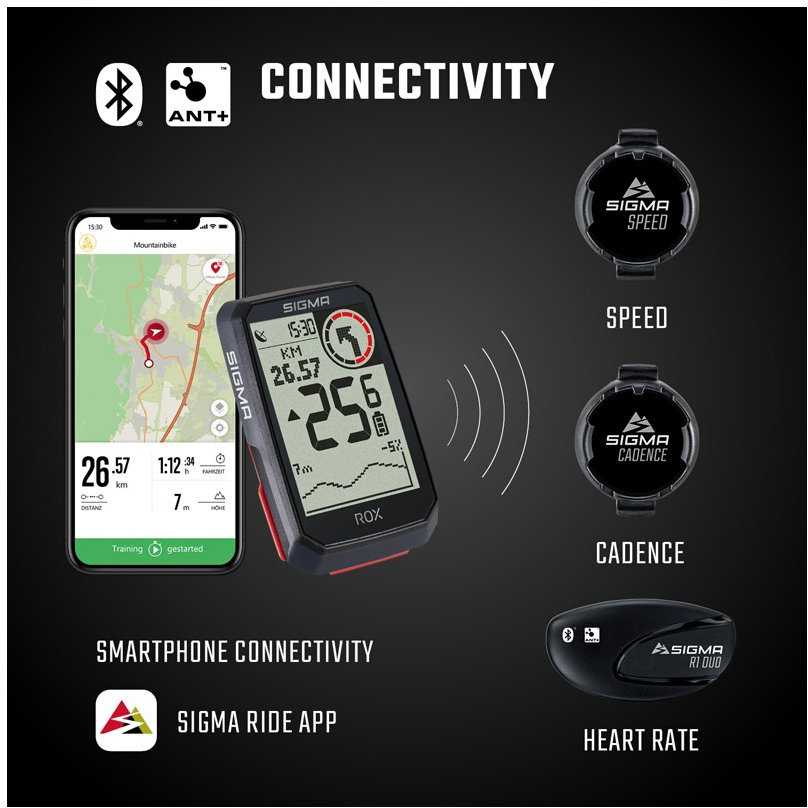 Dviračio kompiuteris SIGMA ROX 4.0 GPS Baltas HR Set
