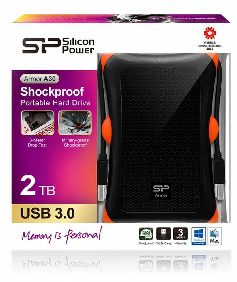 Kietasis diskas Silicon Power Armor A30 2TB 2.5", USB 3.1, Juodas