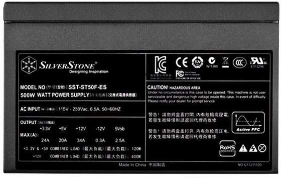 SilverStone SST-ST50F-ES230 v 2.0 500 W, 456 W