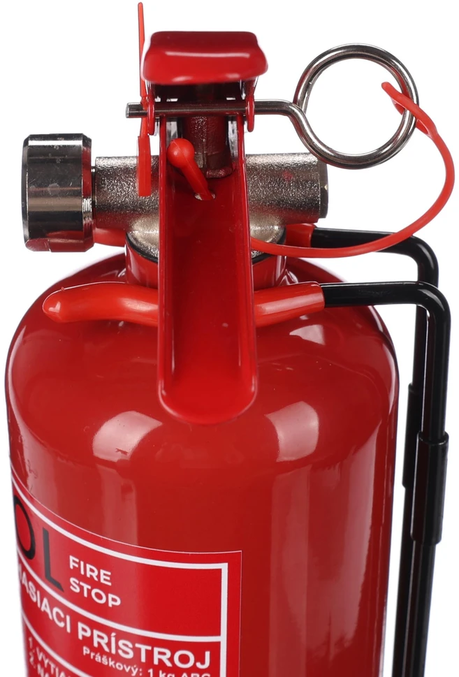 SIXTOL FIRE STOP 1kg ABC miltelinis gesintuvas, metalinis, su metaliniu laikikliu