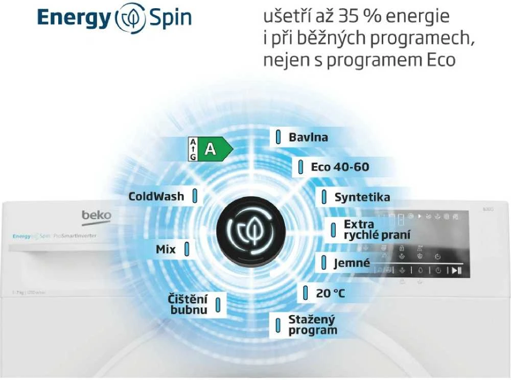 BEKO Skalbimo mašina BM3WFSU37013WW, 7kg, Energy class A, 49.6 cm, 1000 rpm, Inverter motor, Steam Cure