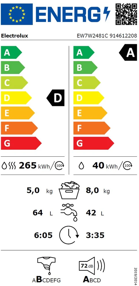 Skalbimo mašina Electrolux EW7W2481C