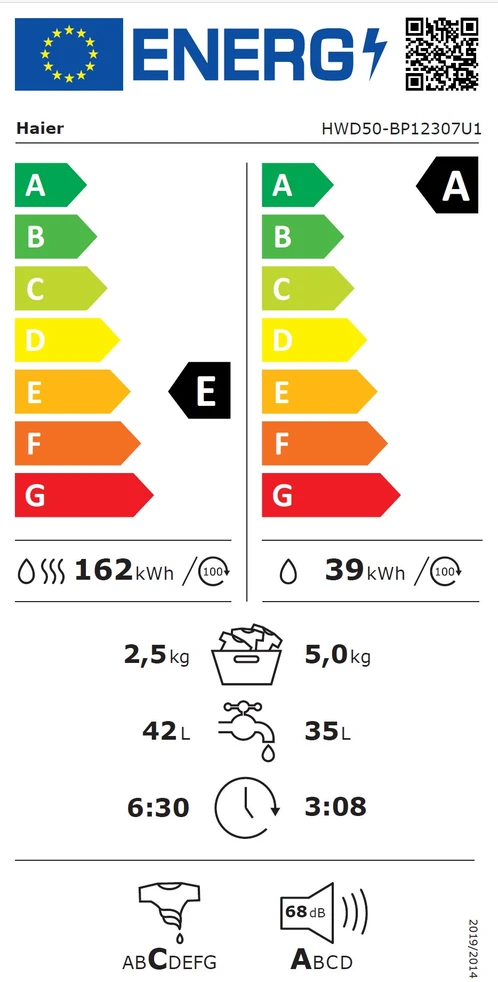 Skalbimo mašina - dryer Haier HWD50-BP12307U-S