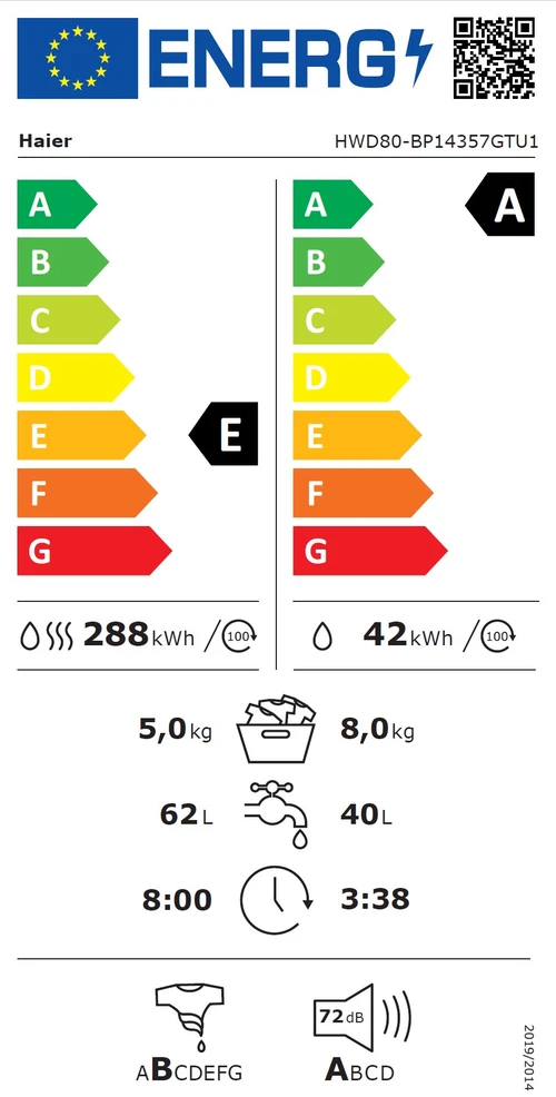 Skalbimo mašina Haier HWD80BP14357GTUS