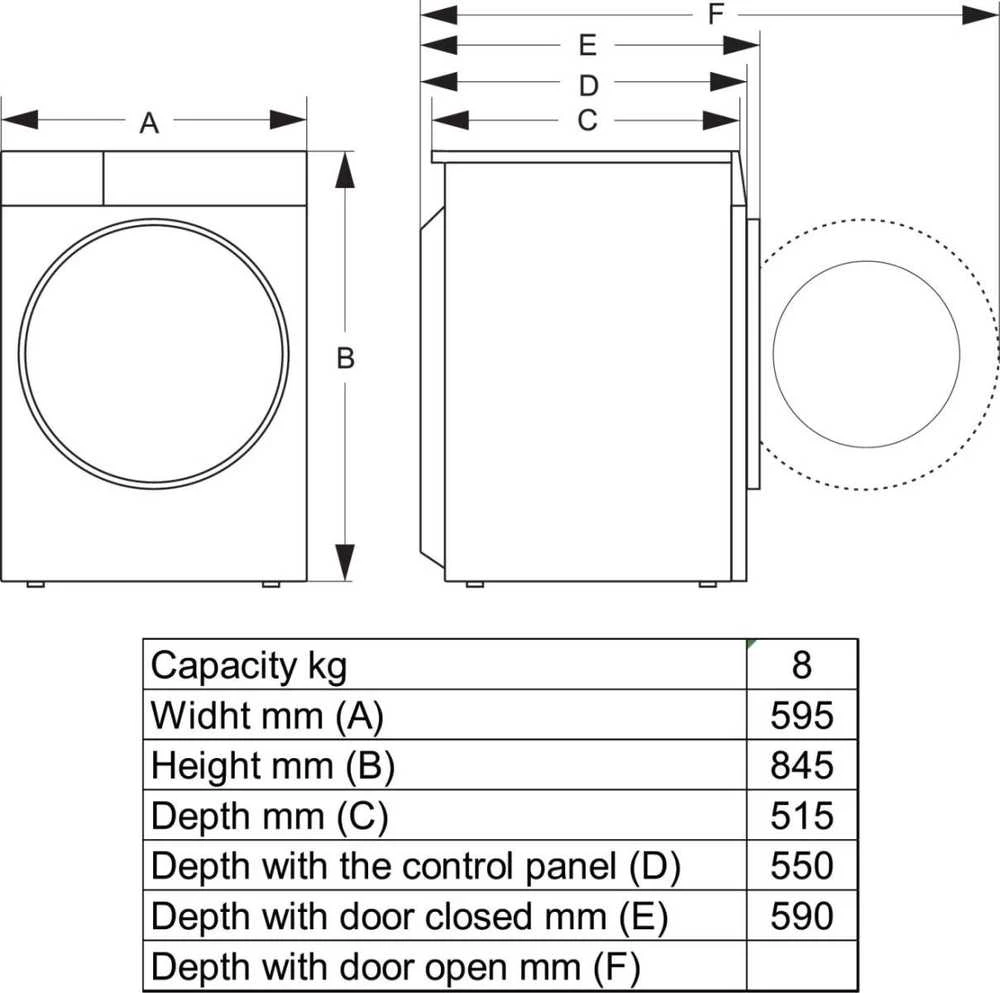 Džiovyklė Hisense heat pump 8kg depth 55 cm - Tumble dryer
