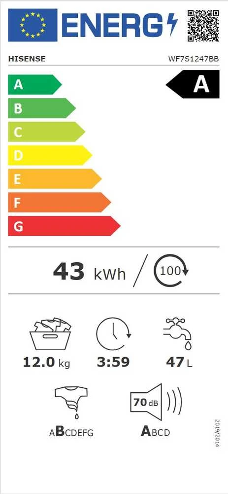 Skalbimo mašina HISENSE WF7S1247BB