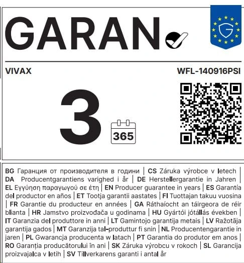 Skalbimo mašina VIVAX WFL-140916PSI