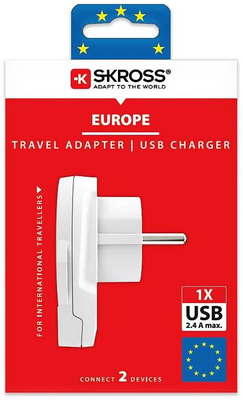 Adapteris Schuko kištukas - universalus lizdas 230V 16A su USB 5V 2.4A SKROSS