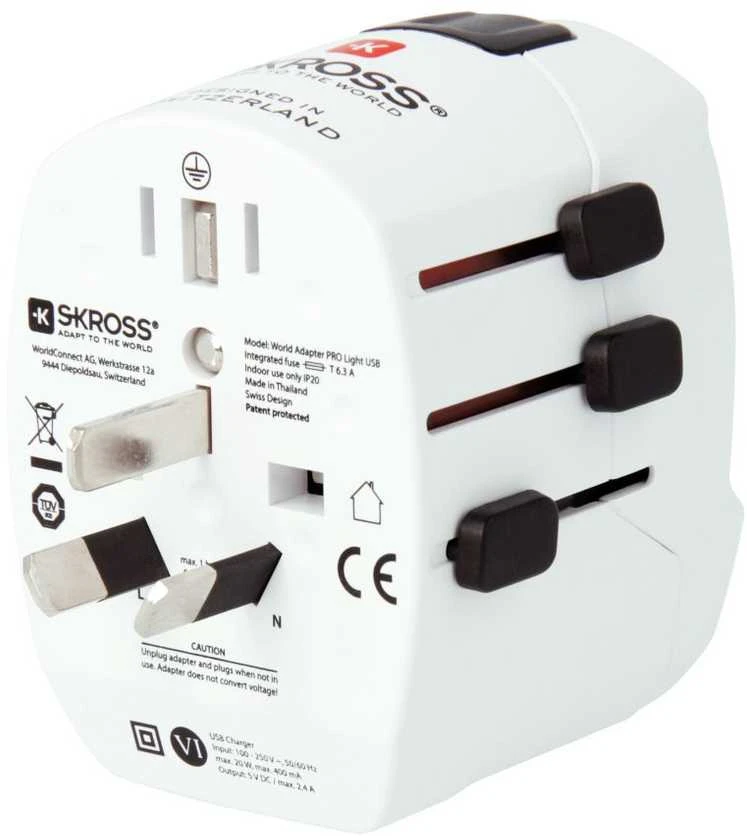Skross PRO Light adapteris su slankikliais