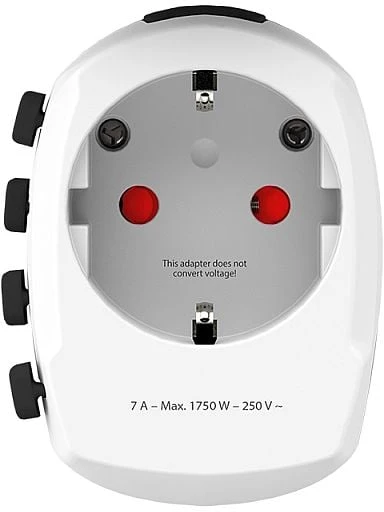 Kelioninis tinklo adapteris 230V 7A PRO kištukai AU/CN/UK/US/IT - lizdas EU SKROSS