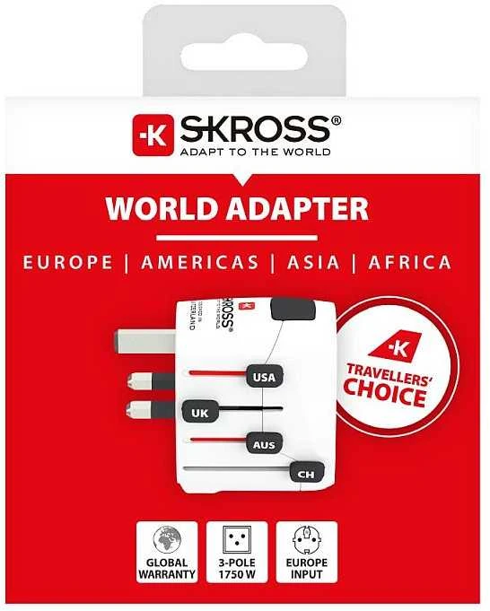 Kelioninis tinklo adapteris 230V 7A PRO kištukai AU/CN/UK/US/IT - lizdas EU SKROSS
