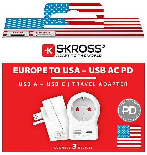 „Skross“ USB jungtis iš Europos į JAV AC20PD