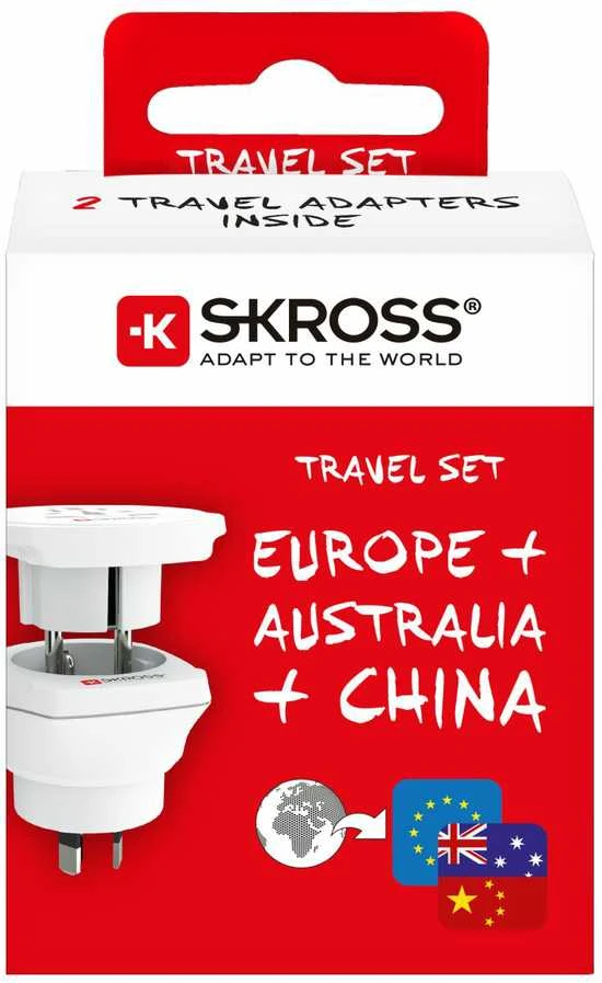 SKROSS kelioninių adapterių rinkinys Europos, Australijos ir Kinijos rinkai