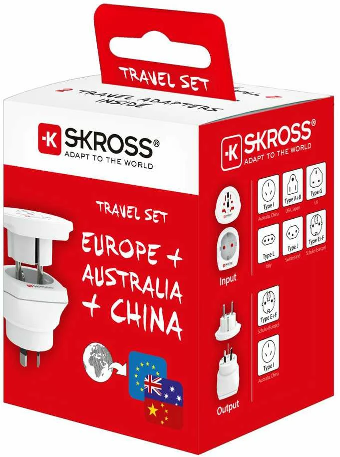 SKROSS Combo Country Adapteris World Australia/China (10A) kelioninis adapteris 1500210-E
