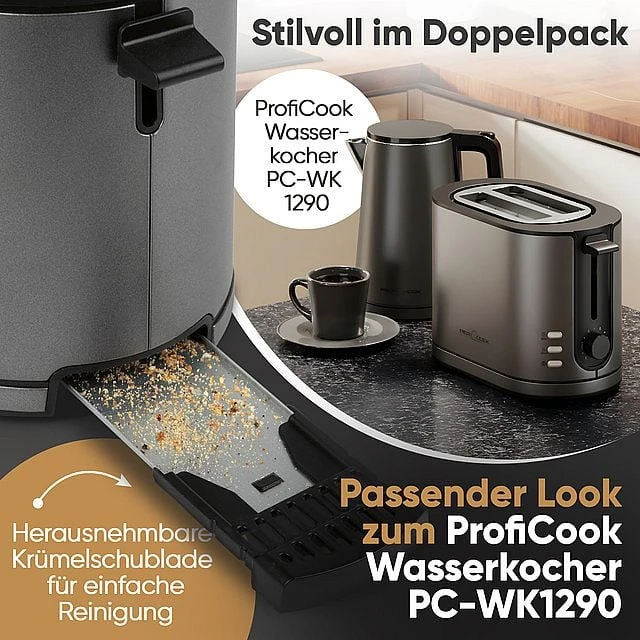 Skrudintuvas Profi Cook ProfiCook PC-TA 1291 2 griežinėliai(-ių) 950 W Antracito spalvos