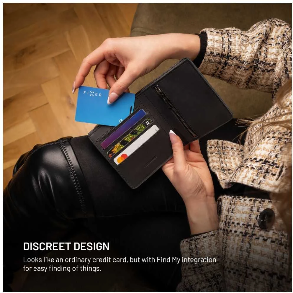 Smart tracker FIXED Tag Card 2 su funkcija Find My, belaidės ładowanie, mėlyna