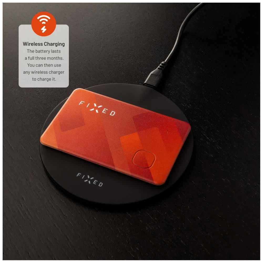 Fixed Smart tracker FIXED Tag Card su obsługą Find My, bezdrátowe nabíjenie, oranżowy