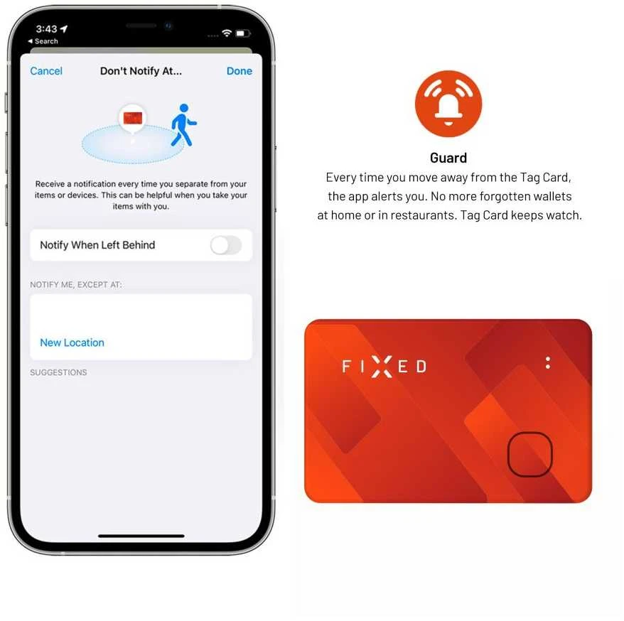 Fixed Smart tracker FIXED Tag Card su obsługą Find My, bezdrátowe nabíjenie, oranżowy