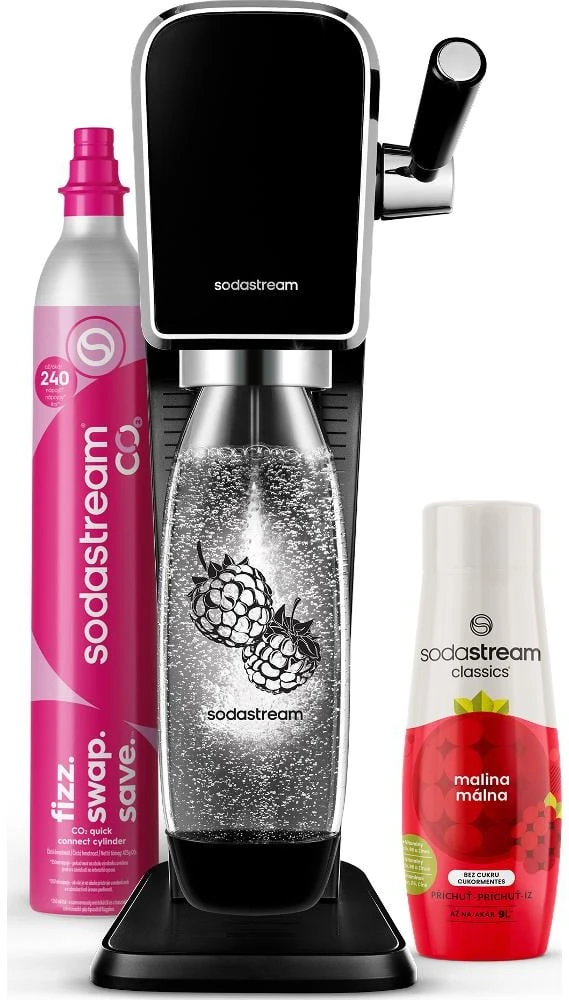 Gazuotų gėrimų gaminimo aparatas SodaStream Art, Juodas (buteliukas + cilindras + sirupas)