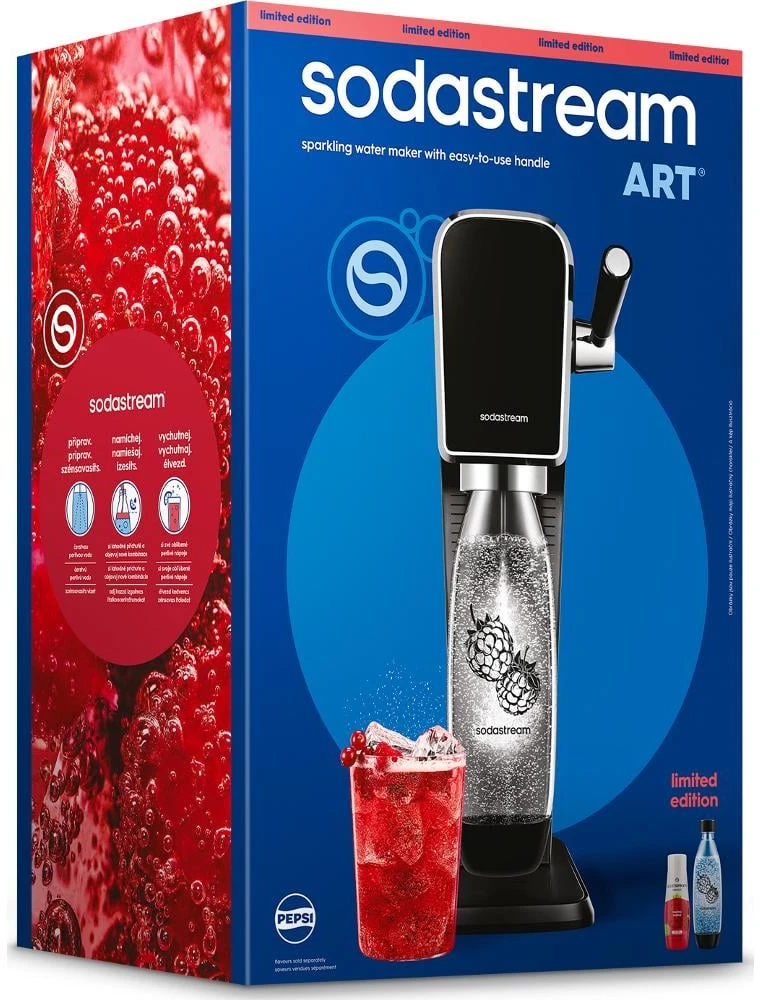 Gazuotų gėrimų gaminimo aparatas SodaStream Art, Juodas (buteliukas + cilindras + sirupas)