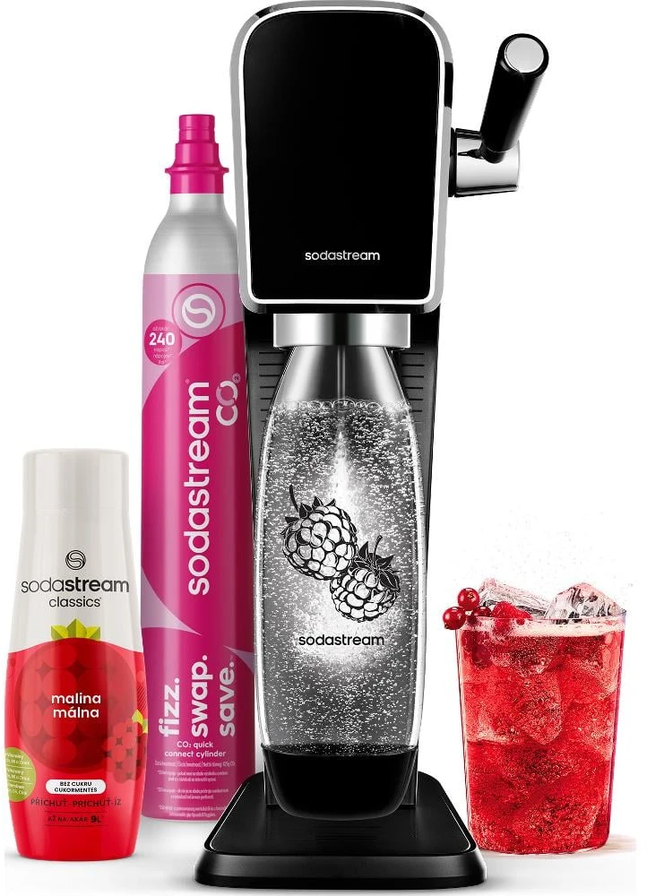 Gazuotų gėrimų gaminimo aparatas SodaStream Art, Juodas (buteliukas + cilindras + sirupas)