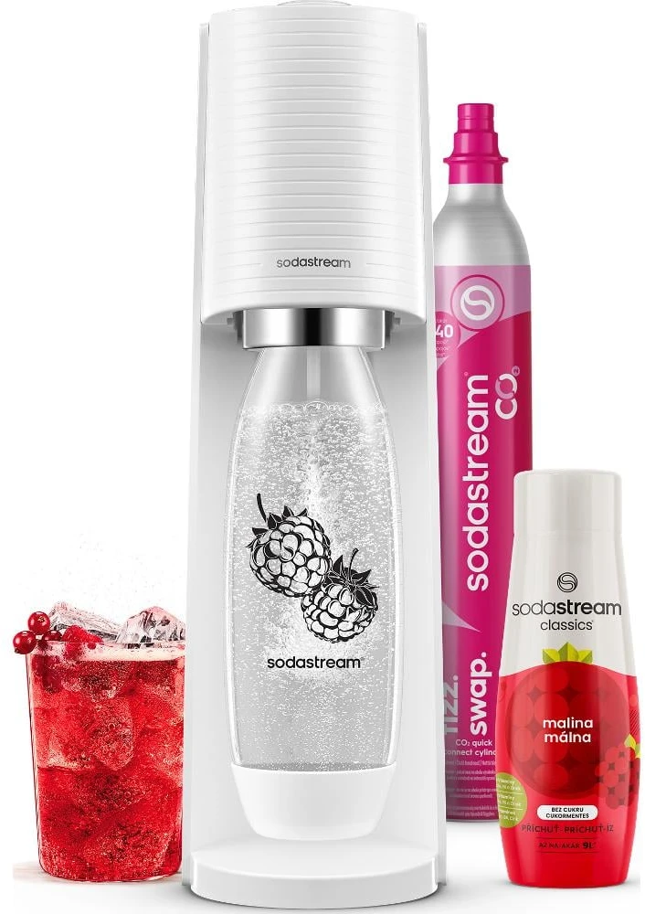 Gazuotų gėrimų gaminimo aparatas SodaStream Terra, Baltas (buteliukas + cilindras + sirupas)