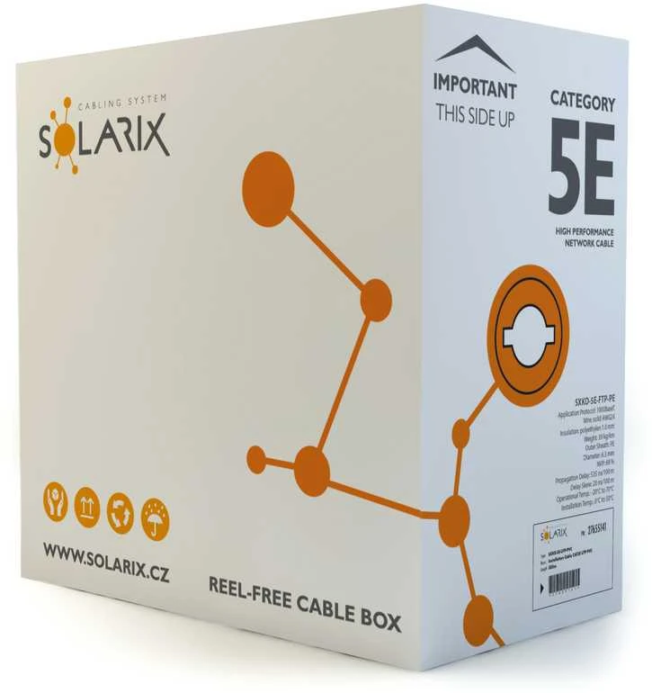 Solarix montavimo kabelis Solarix lauko FTP, Cat5E, laidas, PE, 305m dėžutė SXKD-5E-FTP-PE