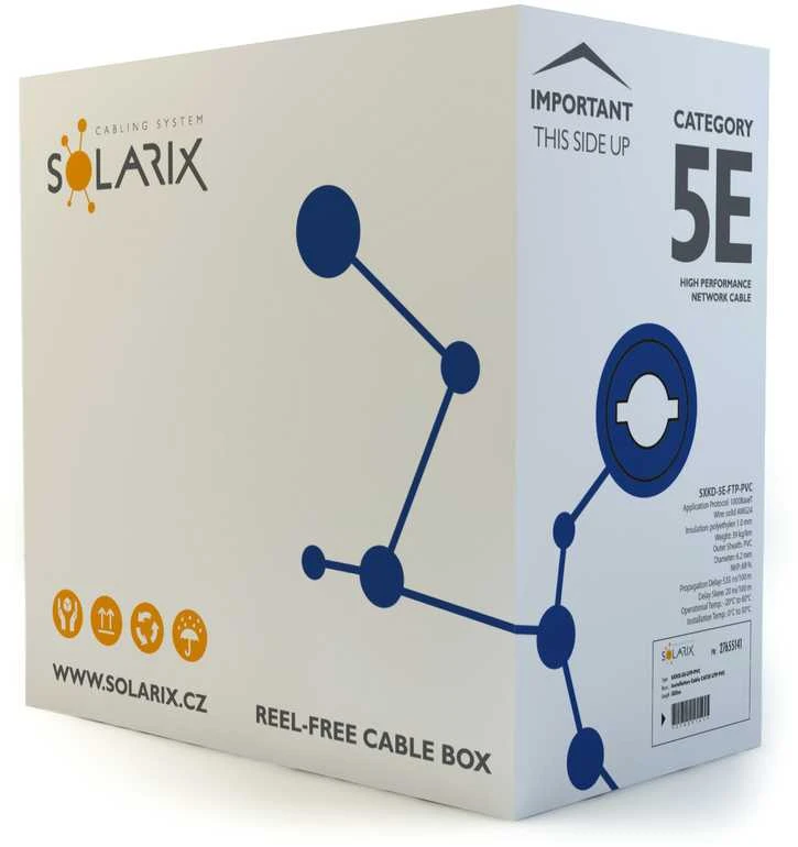 Instaliacinis kabelis Solarix CAT5E UTP PVC Eca 500m/dėž. SXKD-5E-UTP-PVC Solarix