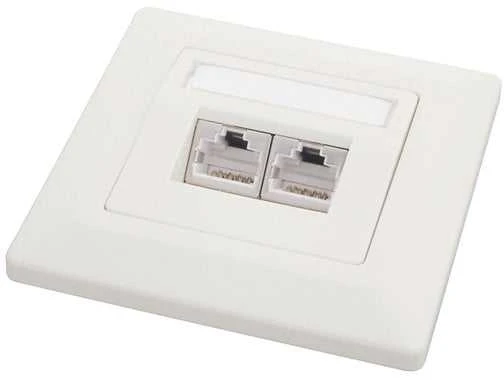 Solarix lizdas 2 x CAT5e UTP RJ45 įleidžiamas baltas SX9-2-5E-UTP-WH
